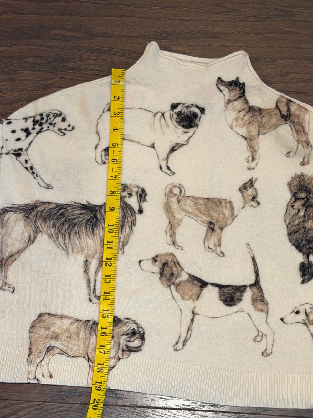 Anthropologie Alani Cashmere Mock-Neck Sweater Dogs Print Size Small - Picture 4 of 9